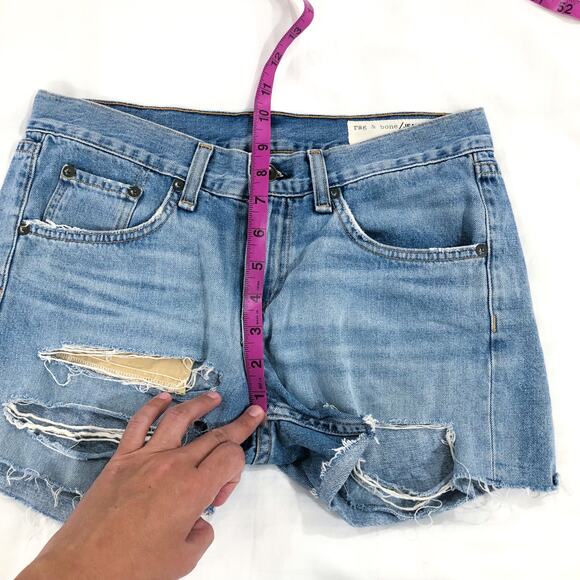 Rag & Bone Boyfriend Rye Denim Destroyed Shorts - Picture 7 of 9